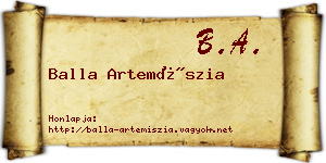 Balla Artemíszia névjegykártya